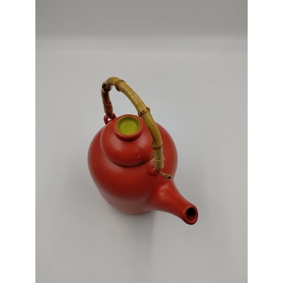 Room Creative Ceramic Green Tea Teapot w/Diffuser Wicker Handle Pink/Green - Picture 5 of 13